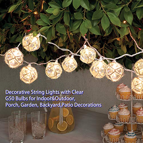 Nautical Fish Float String Lights Outdoor, Beach String Lights Set of 10 Clear G50 Ball Nautical Float Lights String for Room Wall Decor Outdoor Patio Decorations - color: Clear