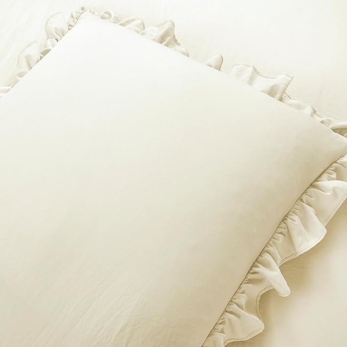 Lush Decor Ruffle Skirt Bedspread Set - 3-Piece Luxurious Farmhouse Bedding - Elegant Ruffle Detail - Timeless Style - Soft Lightweight Sheets - Queen, Ivory