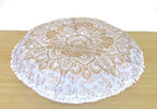 CRAFT KALA Mandala Floor Pillow Cushion Cover Seating Throw Cover Hippie Decorative Bohemian Ottoman Poufs Pom Pillow Cases Boho Indian Cotton Living Room Yoga Home Décor 24" Round, White Gold Flower