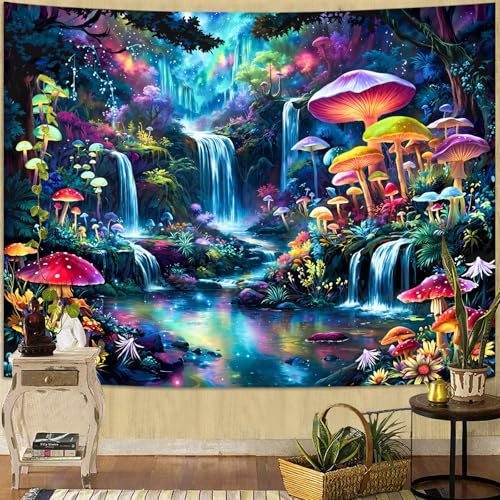 Zussun Hippie Sun Tapestry Boho Vintage Sunrise Nature Tree Lake Wall Tapestry for Bedroom Aesthetic Colorful Landscape Small Tapestries Wall Hanging for Dorm Living Room Decor 60 x 44 Inch - color: Blue Red, size: 60"L x 44"W