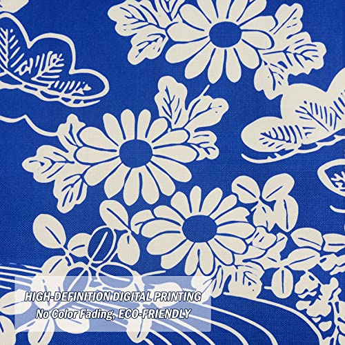 LIGICKY Japanese Style Noren Doorway Curtains Thick Cotton Linen Long Type Printed Door Hanging Tapestries for Home Decoration 33.5 x 47.2 inch, Blue (Chrysanthemum) - color: Chrysanthemum, size: 33.5"W x 47.2"L (Pack of 1)