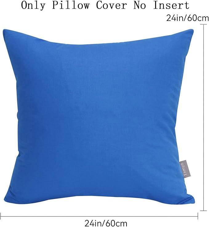 4-Pack 100% Cotton Comfortable Solid Decorative Throw Pillow Case,Thmyo Square Cushion Cover Pillowcase Sublimation Blank Pillow Covers DIY Throw Pillowcase for Sofa Bedroom(24x24 inch/ 60x60cm,Blue)