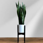 Fox & Fern Adjustable Plant Stand Indoor — 8 to 12 Inch Premium Mid Century Bamboo Plant Stand with Adjustable Width; Plug In Design; Easy to Assemble; Two Heights - For 8, 9, 10, 11 & 12 Inch Pots