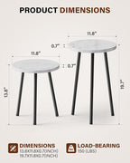 Plant Stand Indoor Tall: Corner Wood Plant Stand 2 Pack Mid Century Modern Decor - Small Round Plant Table for Indoor Plants - Outdoor Plant Holder for Patio Living Room Bathroom Office (White Marble)