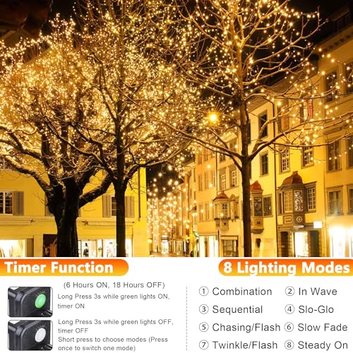 Joomer Fairy String Lights 66FT 200 LEDs Plug in Fairy Lights Indoor Copper Wire String Light DIY for Bedroom, Parties, Wedding, Christmas, Outdoor, Indoor Decoration (Warm White, Non-Connectable) - color: Warm White, size: 200led