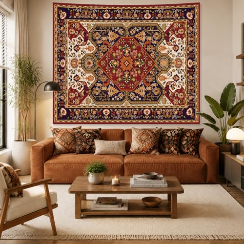 Apdidl Boho Hippie Wall Tapestry for Bedroom Aesthetic, Mandala Indian Bohemian Tapestries Art Decor, Vintage Orange Floral Cool Vertical Wall Hanging for Living Room Dorm 51" X 60" - color: Boho Tapestry, size: 60"L x 51"W