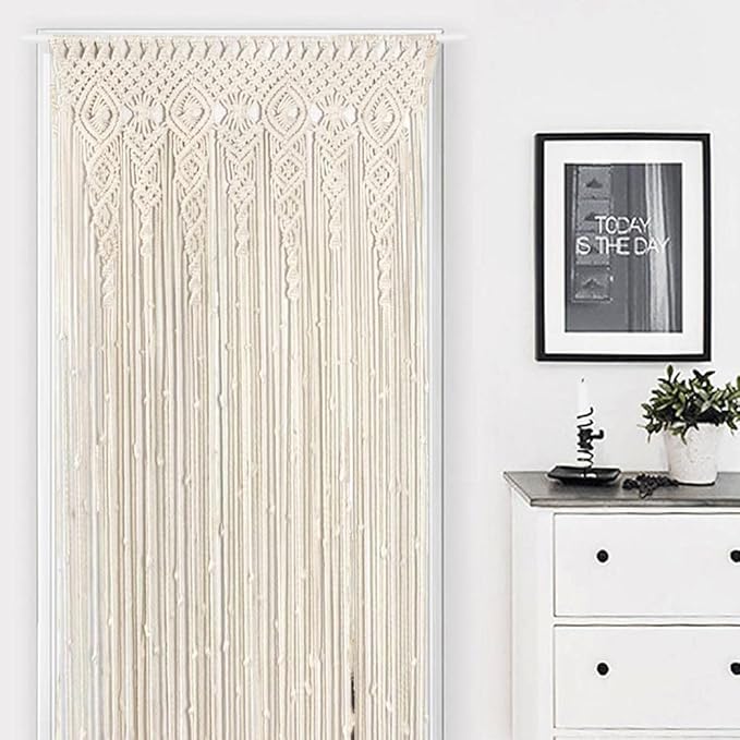 Macrame Curtain Wall Hanging Handmade Boho Curtains for Wedding Backdrop Arch Closet Room Divider Boho Wall Decor 40"X80"