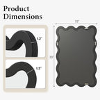 22"x30" Matte Black Wavy Wall Mirror for Powder Room & Vanity, Solid Wood Squiggle Mirror, Small Asymmetrical Irregular Mirror, Funky Aesthetic Decor, Vertical/Horizontal