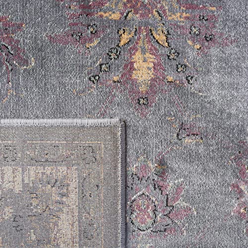 SAFAVIEH Vintage Collection Accent Rug - 4' x 5'7", Turquoise & Multi, Oriental Distressed Viscose Design, Ideal for High Traffic Areas in Entryway, Living Room, Bedroom (VTG117-2220)