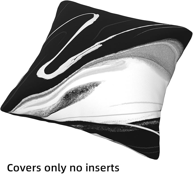 HOSTECCO Black and White Throw Pillow Covers 18x18 inch Set of 4 Marble Abstract Pillow Cases Modern Decorative Cushion Covers for Sofa Couch Office Car
