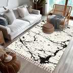 Boho Area Rug Distress Grunge Texture Seamless Pattern Halftone Old Retro Background Tassels Rug Linen Woven Carpet Runner Mat Pad 3'x5' Minimalist Home Decor for Living Room Bedroom Hallway Patio
