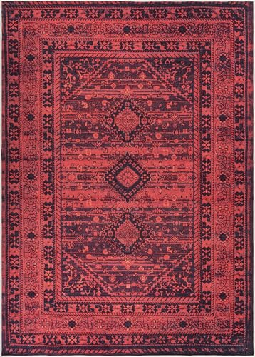Bloom Rugs Washable Non-Slip 2' x 3' Rug - Red Traditional Bordered Area Rug for Living Room, Bedroom, Dining Room, and Kitchen - Exact Size: 2' x 3' - color: Red, size: 2' x 3' (Rectangular)