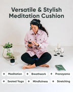 Mindful Modern Velvet Meditation Cushion | Luxe Zafu Yoga Floor Pillow Seat | Posture Support | Buckwheat Hull Filled | Large Round Cushion with Removable Washable Cover + Carry Handle