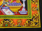 Lakshmi Ganesha Saraswati Batik Cotton Wall Hanging Sequins Painting : Size 43"x30" Inches - color: Lakshmi Ganesha Saraswati - Diwali Pujan