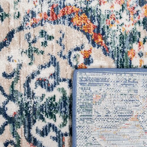 Paco Home Vintage Rug Oriental Design with Modern Ornaments in Faded Blue, Size: 4' x 5'7" - color: Blue, size: 4' x 5'7" (Rectangular)