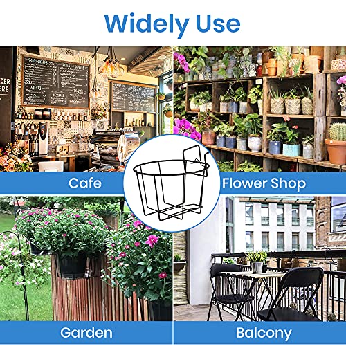 TreeLen 3Pack 10inch Railing Planter Outdoor Balcony Hanging Baskets for Plants Fence Planters Metal Potted Stand Indoor Porch Railing Planters Flower Pot Holder