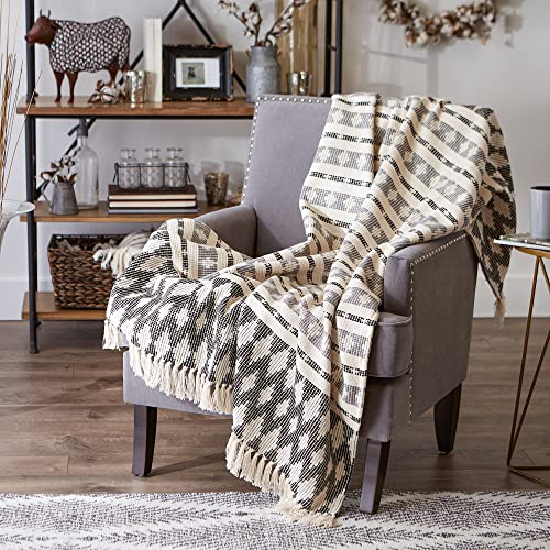 DII California Casual, Colby Southwest Woven Throw, Black & Gray, 50x60 - color: Black & Gray
