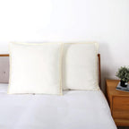 YINFUNG Quilted Euro Sham Ivory Set of 2 Muslin Cotton 26×26 European Pillow Cover Tassel Fringe Boho Decorative Textured Gauze Moroccan Soft Suqare for Bed Couch Sofa Cream