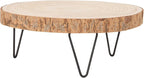 Creative Co-Op Large Paulownia Wood Pedestal with Metal Legs