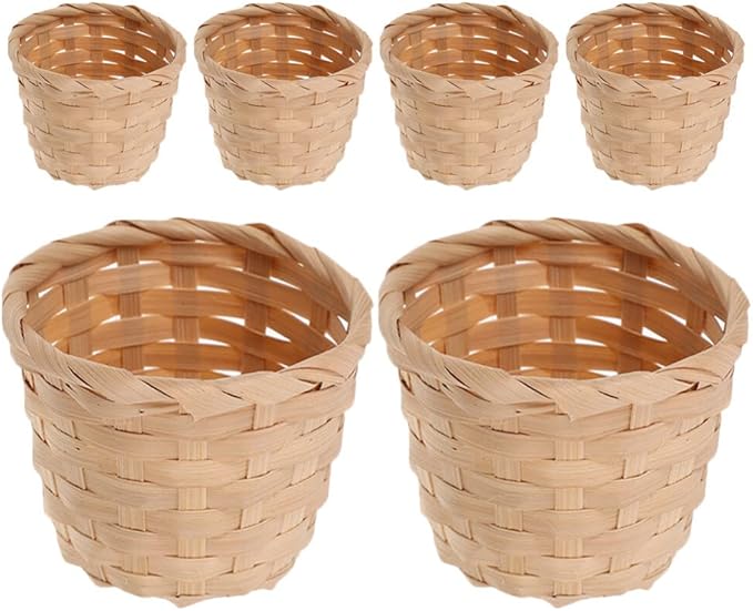 Kichvoe Woven Storage Basket Set of 6 Small Bamboo Baskets for Tabletop Organization Decorative Flower Containers and Household Sundries Storage Compact 2.95X2.95X2.36 Inch