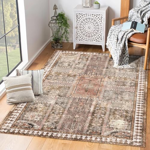 YARNSCAPE Vintage 3' x 5 ' Washable Area Rug - Stylish Indoor Rug for Living, Dining or Bedroom - Lightweight Carpet with Non-Slip Backing - Foldable for Easy Placement and Maintenance - Ivory - color: Vintage-ivory, size: 3' x 5' (Rectangular)