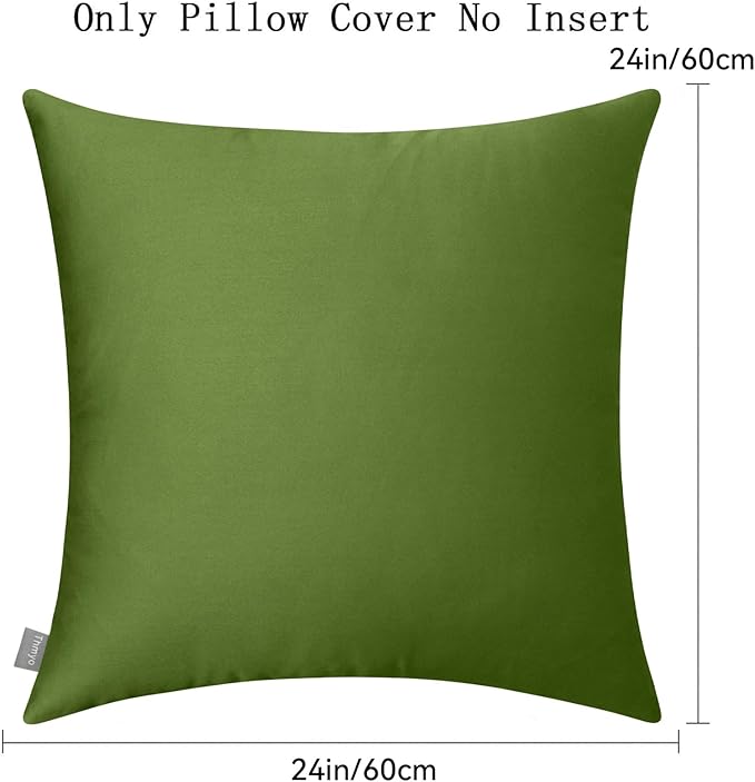 Thmyo 4-Pack 100% Cotton Comfortable Solid Decorative Throw Pillow Case, Square Cushion Cover Pillowcase Sublimation Blank Pillow Covers DIY Throw Pillowcase(24x24 inch/ 60x60cm,Olive Green)