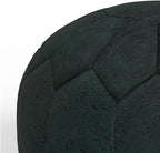 SIMPLIHOME Drury Boho Round Pouf in Teal Patterened Genuine Leather for the Living Room, Bedroom and Kids Room
