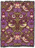 Pure Country Weavers William Morris Strawberry Thief Plum Blanket XL - Arts & Crafts - Gift Tapestry Throw Woven from Cotton - Made in the USA (82x62) - color: Plum, size: X-Large