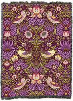 Pure Country Weavers William Morris Strawberry Thief Plum Blanket XL - Arts & Crafts - Gift Tapestry Throw Woven from Cotton - Made in the USA (82x62) - color: Plum, size: X-Large