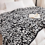 MH MYLUNE HOME Ultra Soft Leopard Throw Blanket (50x60 inches) Microfiber Blanket Plush Warm Reversible Cheetah Blanket Leopard Pattern Throw for Couch Bed Sofa - Black and White, 50"x60" - color: Leopard Black White, size: 50"x60" - 550 GSM