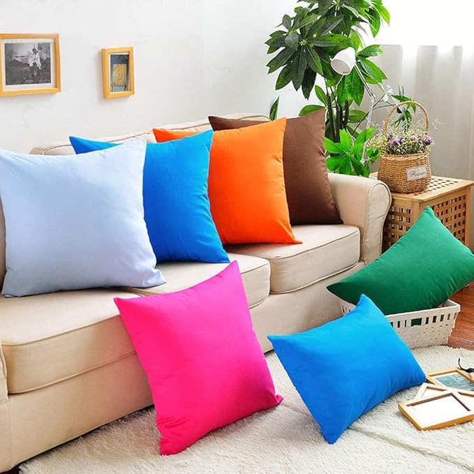 4-Pack 100% Cotton Comfortable Solid Decorative Throw Pillow Case,Thmyo Square Cushion Cover Pillowcase Sublimation Blank Pillow Covers DIY Throw Pillowcase for Sofa Bedroom(24x24 inch/ 60x60cm,Blue)