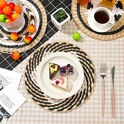 Glenmal 3 Pcs Boho Wall Basket Decor Decorative Bulrush Woven Basket Wall Decor Art Farmhouse Handmade Hanging Baskets with African Design for Living Room Display Table Settings Kitchen Home(Vivid) - style: Vivid