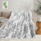 Floral Throw Blanket, Botanical Floral Blanket, Soft, Flannel, Warm, Boho Floral Bed Blanket All Season Flower Throw Blanket for Couch Bedroom Living Room, Gray 60X70 Inch