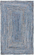 SAFAVIEH Cape Cod Collection Area Rug - 2'3" x 5', Blue & Natural Brown, Handmade Jute & Cotton, Woven Braided Design (CAP202M)