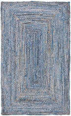 SAFAVIEH Cape Cod Collection Area Rug - 2'3" x 5', Blue & Natural Brown, Handmade Jute & Cotton, Woven Braided Design (CAP202M)