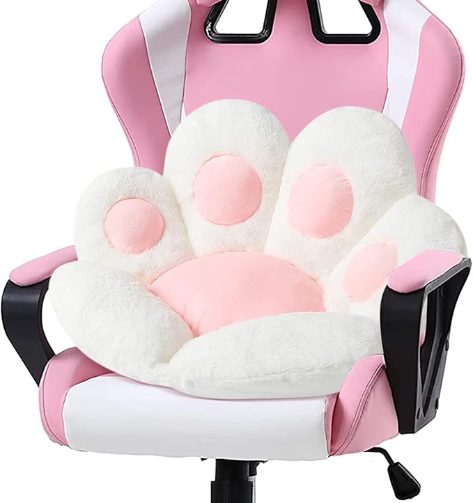 Ditucu Cat Paw Cushion Kawaii Chair Cushions 31.4 x 27.5 inch Cute Stuff Seat Pad Comfy Lazy Sofa Office Floor Pillow for Gaming Chairs Room Decor White