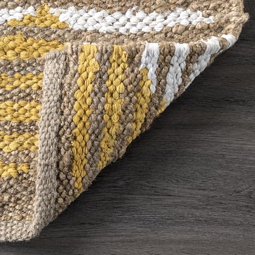 nuLOOM Hand Braided Marla Denim And Jute Diamonds Area Rug, 5x8, Yellow - color: Marla Yellow, size: 5' x 8' (Rectangular)
