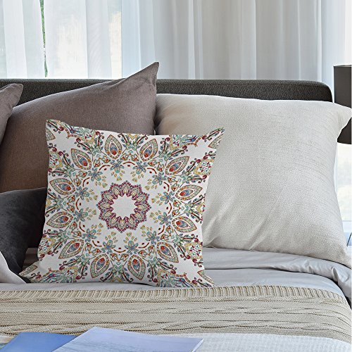 HGOD DESIGNS Bohemian Pillow Covers,Decorative Throw Pillow Bohemians with Melting Watercolor Colorful Symmetrical Pillow Cases Cotton Linen Square Cushion Covers for Home Sofa Couch 18x18 inch - color: Bohemian Pillow 30