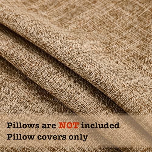 Faux Linen Pillow Covers with Tassels Fringed Boho Farmhouse Decorative Throw Pillowcase Rustic Woven Textured Cushion Case for Sofa Couch Bedroom Living Room Home Decor 18x18 Inch Khaki Set of 2 - color: Khaki, size: 18" x 18" (Pack of 2)
