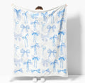 Blue Bows Blankets Preppy Coquette Room Decor Electric Blanket Girls Bedroom Decor Trendy Bow Throw Blanket Coquette Girly Blanket Gifts for Women Teens Soft Flannel Lightweight 40"x50"