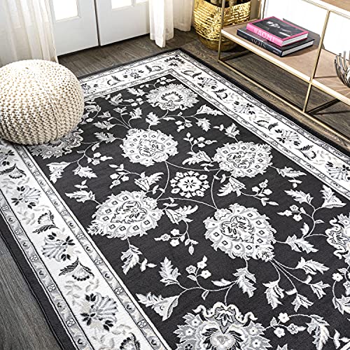 JONATHAN Y Cherie French Cottage Black/Cream Indoor Area Rug, 8x10, Vintage, Bohemian, Easy-Cleaning for Living Room, Bedroom, Kitchen, Pet Friendly, Non-Shedding (MDP505D-8) - color: Black/Cream, size: 7'9" x 10' (Rectangular)