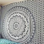 Popular Handicrafts Tapestry Wall Hanging Hippie Ombre Mandala Bohemian Hippy Psychedelic Design Indian Tapestries Bedspread 84 x 90 Inches (215cm x 230cm) Red Yellow - color: Black Grey, size: 90"L x 84"W