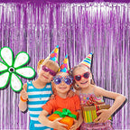 4 Pack Light Purple Foil Fringe Curtain Backdrop, 3.28Ft x 8.2Ft Metallic Tinsel Foil Fringe Streamers Curtains for Party, - color: Light Purple