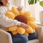 Green Philosophy Co. 3D Sunflower™ Shaped Decorative Throw Pillow - Soft Plush Cushion for Bed and Couch, Cute Boho & Cottagecore Home Decor Accent, Golden Yellow, 20 Inches