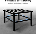 Plant Stand Indoor Outdoor,18 Inch Square Metal Plant Stands Riser,Heavy Duty Wrought Iron Pedestal Holders for Large Flower Pot,Outside Rust-Proof Black Flower Display Shelf for Patio,2-Pack