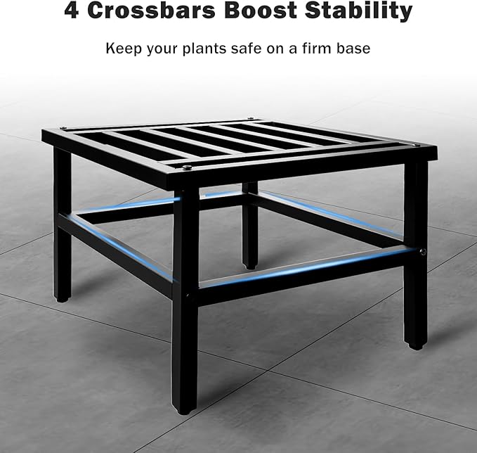 Plant Stand Indoor Outdoor,18 Inch Square Metal Plant Stands Riser,Heavy Duty Wrought Iron Pedestal Holders for Large Flower Pot,Outside Rust-Proof Black Flower Display Shelf for Patio,2-Pack