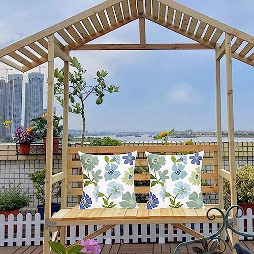 Pack of 2 Embroidered Decorative Throw Pillow Cover 18x18 Inch Farmhouse Floral Pillowcase for Living Room Sofa Bed (Grass Flower) - color: Grass Flower