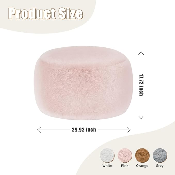 Round Stuffed Pouf Ottoman for Foot Rest, A Round Modern Foam Filled Poufs, Floor Chair for Living Room, Nursery, Dorm, A Soft Modern Foot Stool Perfect to Rest Your Feet (Pink, 29Inch)