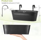 Dahey 5 Pcs Metal Iron Hanging Flower Pots for Railing Fence 15.7 Inch Hanging Bucket Pots Countryside Style Window Flower Plant Holder with Detachable Hooks for Garden Yard Home Decor, Black