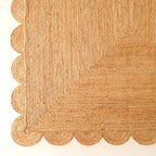 Scalloped Natural Jute Area Rug 6x9ft – Handwoven Natural Fiber Rug for Living Room, Bedroom, and Entryway, Rustic & Boho Style - size: 6' x 9' (Rectangular)